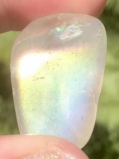 Tumbled Angel Aura Quartz Stones - Morganna’s Treasures Iridescent Healing Spiritual Crystals, Iridescent Spiritual Healing Crystals, Spiritual Iridescent Healing Crystals, Spiritual Tumbled Crystals For Meditation, Rainbow Aura Quartz, Rainbow Aura, Angel Aura Quartz, Angel Aura, Aura Quartz