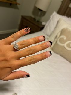 French With Leopard Nails, Kane Brown Concert Nails, Short Stubby Nails Manicures, Short Square Cheetah Nails, Concert Nails Short, Summer Concert Nails, Zach Bryan Concert Nails, Dark Nails With Design, Stagecoach Nails