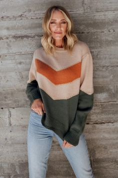 Rowen Color Block Sweater | Natural + Green | Baltic Born Baltic Born, Textured Sweater, Chevron Design, Favorite Sweater, Comfy Sweaters, Warm Sweaters, Color Block Sweater, Hiking Outfit, Fall Fashion Outfits