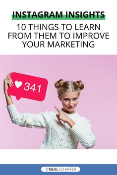 a woman holding up a speech bubble with the text instagramins 101 things to learn from them to improve your marketing