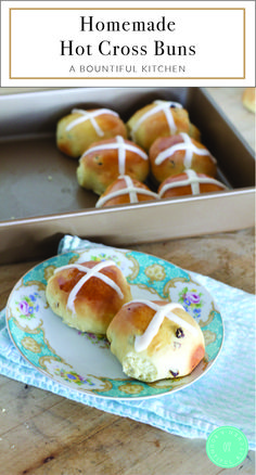 homemade hot cross buns on a plate