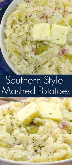 mashed potatoes in a white bowl with butter and parmesan cheese