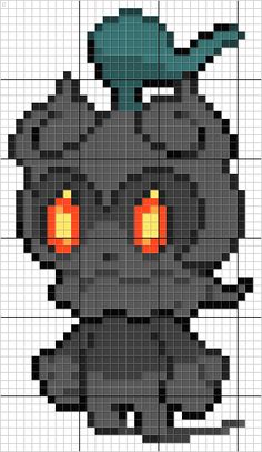 a cross stitch pattern with an image of a black cat wearing a green hat and orange eyes