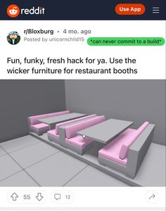 the tweet is asking people to check out their new furniture for restaurant booths