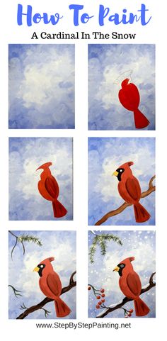 how to paint cardinal in the snow