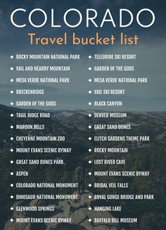 the colorado travel bucket list with mountains in the background