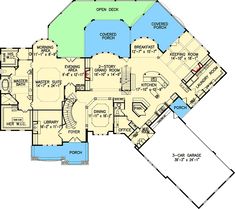 this is an image of the first floor plan for a luxury home with multiple living areas