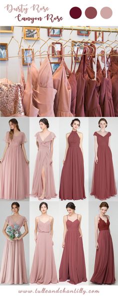 the different types of dresses are shown in this collage with text overlaying them