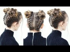 Si aún no descubres qué peinado es perfecto para las fiestas navideñas, no te preocupes, aquí están 15 peinados con trenzas que necesitas lucir esta navidad Braided Space Buns, Two Buns Hairstyle, Upside Down Braid, Trendy We Fryzurach, Hairstyles Diy, Big Braids, Hairstyles Bun, Space Buns, Braided Bun Hairstyles