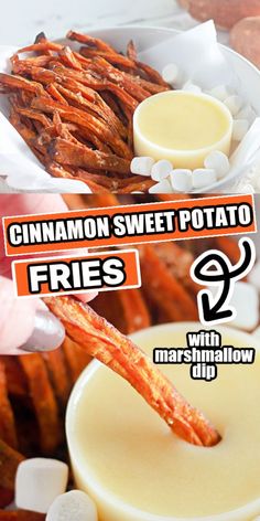 sweet potato fries in a bowl with marshmallow dip Cinnamon Air Fryer, Sweet Potato Fry Sauce, Sweet Potato Fry Dip, Sweet Potato Fries Dipping Sauce, Easy Sweet Potato Fries, Homemade Sweet Potato Fries, Air Fryer Sweet Potato Fries, Sweet Fries, Sweet Potato Recipes Fries