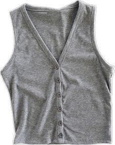 Versatile Ribbed Tank Top For Fall, Solid Tops With Buttons For Layering, Ribbed Button-up Tops For Layering, Stretch Tops With Buttons For Layering, Casual Sweater Vest With Buttons, Casual Everyday Ribbed Vest, Casual Ribbed Vest For Everyday Wear, Sleeveless Tops For Layering With Button Closure, Spring Vest With Button Closure For Layering