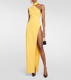 Formal Yellow Maxi Dress, Chic Yellow Maxi Dress For Formal Occasions, Yellow Fitted Midi Dress For Gala, Fitted Yellow Midi Dress For Gala, Yellow Asymmetrical Party Dress, Elegant Yellow Asymmetrical Maxi Dress, Yellow Maxi Length Evening Dress For Gala, Yellow Asymmetrical Maxi Dress For Party, Elegant Yellow Asymmetrical Midi Dress