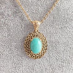 Elevate Your Style with Our Oval Filigree Turquoise Pendant Necklace 🌟Unleash your inner fashionista with our exquisite Oval Filigree Turquoise Pendant Necklace, a versatile accessory that effortlessly combines elegance and charm. Crafted with precision and passion, this necklace is designed to make a statement.The pendant's oval shape boasts an intricate filigree design that radiates sophistication and timeless beauty. Each delicate detail speaks volumes about the craftsmanship that went into Elegant Gold Turquoise Necklace With Oval Pendant, Elegant Turquoise Necklace With Round Pendant, Elegant Turquoise Gemstone Necklace With Oval Pendant, Elegant Oval Turquoise Gemstone Pendant Necklace, Elegant Turquoise Oval Pendant Necklace, Elegant Oval Turquoise Necklace As Gift, Elegant Oval Turquoise Necklace For Gift, Elegant Oval Turquoise Necklace Gift, Elegant Turquoise Necklace With Oval Pendant