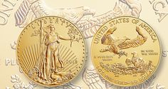 two gold american eagle coins are shown in this image, one is for the united states of america