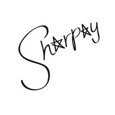 the word sharpy written in black ink on a white background