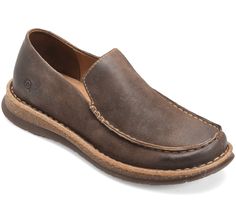 Born Men's Baylor Taupe Leather Slip On Casual Shoes BM0009917 - Painted Cowgirl Western Store Rugged Oiled Leather Shoes With Stitched Sole, Rugged Loafers With Leather Sole, Rugged Slip-on Leather Shoes With Leather Footbed, Rugged Leather Slip-on Shoes With Leather Footbed, Rugged Oiled Leather Shoes With Plain Toe, Oiled Leather Shoes With Stitched Sole And Moc Toe, Rugged Slip-on Leather Shoes With Leather Lining, Rugged Leather Slip-on Shoes With Leather Lining, Handsome Style