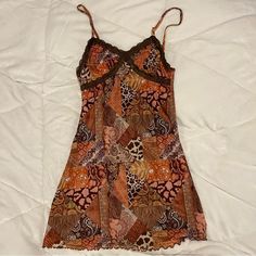 Paisley And Patchwork Multi Color Spaghetti Strap Cami Dress Tried On But Never Worn Size Medium 70s Patchwork Dress, Vintage Orange Mini Dress For Beach, Cottage Outfits, Diy Boho Clothes, Cami Dress Outfit, 2000s Fashion Inspiration, Street Style Outfits Casual, Funky Clothes, Funky Dresses