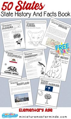 the 50 states state history and fact book for elementary age students with free printables