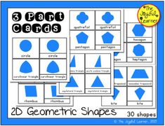 the geometric shapes worksheet for 3 part cards