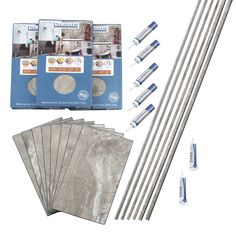 the kit includes six stainless steel rods and five different sizes of tools for making decorative wall hangings