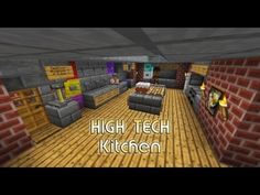 an image of a living room with couches and fireplaces in minecraft style