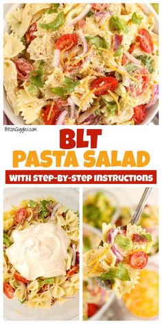 the recipe for blt pasta salad with step - by - step instructions