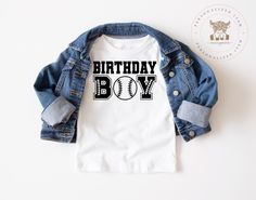 These adorable baseball birthday party shirts are a perfect way for your little baseball fan to celebrate his birthday. The baseball birthday shirts come in multiple sizes and are customized with the child's age and name on the back. Baseball Birthday Shirts Kids Bella+Canvas  🖤Available in toddler sizes: 2T-5T. 🖤Available in youth sizes: Small-X-Large. 🖤All garments are printed using the highest quality ink. 🖤Kids Bella+Canvas Tees are ultra-soft and made of cotton jersey blend. Refer to si Birthday Baseball Shirt, Custom Baseball Shirt With Kid Picture, Baseball Birthday Shirt, Baseball Birthday Shirt Boys, Name Print T-shirt For Baseball Season, Boy Birthday Shirt, Three Year Old Birthday Party Boy T-shirts & Tank Tops, Baseball Birthday Party, Baseball Birthday