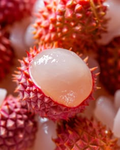 the fruit is pink and white with red tips