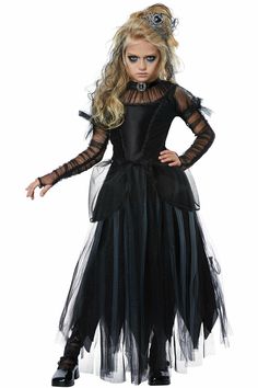 Dark Princess Costume, Princess Costumes For Girls, Princess Costume Kids, Sibling Costume, Gothic Halloween Costumes, Dark Princess, Horror Costume