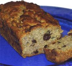 a loaf of bread sitting on top of a blue plate