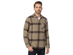 Volcom Caden Plaid Long Sleeve - Men's Clothing : Khaki : The Volcom Caden Plaid Long Sleeve is perfect for chill mornings at a local café. Regular fit offers comfortable range of motion. Cotton flannel fabrication. Spread collar. Full button-front closure. Straight back yoke. Long sleeves feature adjustable button cuffs. Patch pocket at chest. Shirttail hemline. 100% cotton. Machine wash, tumble dry. Imported. Measurements: Length: 30 in Product measurements were taken using size MD. Please not Casual Fall Flannel Shirt With Placket, Casual Cotton Flannel Shirt For Daywear, Casual Brown Relaxed Fit Flannel Shirt, Casual Everyday Flannel Shirt With Button Closure, Straight Back, Range Of Motion, Cotton Flannel, Product Reviews, Patch Pocket