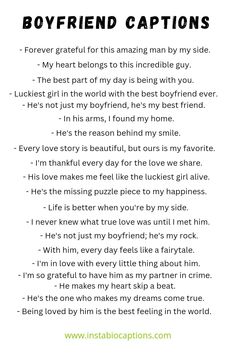 Looking for the perfect words to capture your love? Check out our handpicked collection of heartwarming boyfriend captions for your social media posts. Express your affection and admiration with these thoughtful and sweet captions that will make your partner feel truly special. Say it right with our delightful boyfriend captions One Word Quotes For Boyfriend, Sweet Words To Say To Your Boyfriend, Sweet Word For Boyfriend, Captions On Love For Him, Sweet Posts For Boyfriend, Sweet Caption For Boyfriend, Heartwarming Quotes For Him, With Him Captions, Appreciation Post For Boyfriend Caption