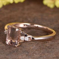 Valentine's gift 5x7mm emerald cut morganite engagement ring 14k rose gold Main ring: Band Width (bottom) approx 1.4mm 5x7mm 1ct Emerald Cut VS Natural Pink Morganite, 0.08ctw Round Cut SI-H Diamonds Plain band style Return and refund: We provide 30days return and exchange service. (Custom order is made by Unique demand, will be non-returnable and non-refundable). As every item in my shop is handmade to order, if you unsatisfied with it and would like to return, Each ring standard shipping fee ( Morganite Baguette Cut Jewelry For Anniversary, Baguette Cut Morganite Jewelry For Anniversary, Emerald Cut Rose Gold Jewelry For Proposal, Rose Gold Emerald Cut Jewelry For Proposal, Rose Gold Square Cut Wedding Rings, Rectangular Rose Gold Jewelry With Prong Setting, Morganite Baguette Cut Wedding Ring, Rose Gold Emerald Cut Promise Ring, Rose Gold Emerald-cut Ring For Promise