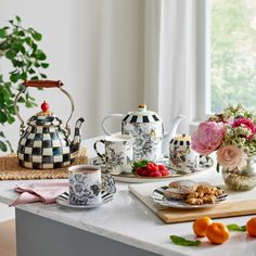 MacKenzie-Childs | Butterfly Toile Creamer & Sugar Set Bee Teapot, Small Shutters, Mackenzie Childs Inspired, Dining Room Cabinet, Short Vase, Room Cabinet, Courtly Check, Porcelain Teapot