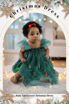 Discover the charm of our Baby Christmas Dress, featuring delicate green tulle and enchanting candy cane accents. This unique, festive dress is sure to make your little one the center of attention and bring a touch of magic to your family's holiday celebrations. Festive Dress