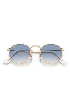 Smoky gradient lenses underscore the suave retro style of these rounded, Italian-crafted sunglasses. 53mm lens width; 21mm bridge width; 145mm temple length 100% UV protection Metal Made in Italy Face Essentials, Sunglasses Round, Cute Sunglasses, Beach Sunglasses, Blue Sunglasses, Girly Accessories, Cute Preppy Outfits, Metal Frames, Girl Inspiration