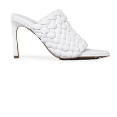 Brand New, Never Worn Size 41 In Color Optic White Nappa Woven Bottega Veneta Sandals. Poshmark Will Authenticate, Original, Original Shoe Is $1,650. Woven Intrecciato Lambskin Leather Upper With Leather Sole Made In Italy Approx 90mm/ 3.5 Inch Heel Padded Upper And Insole Rubber-Injected Leather Sole For Comfort And Stability Stiletto Heel Bottega Veneta Sandals, Bottega Veneta Shoes, New Bottega, 5 Inch Heels, Lambskin Leather, Stiletto Heel, Bottega Veneta, Leather Sandals, Shoes Women Heels