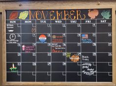 a chalkboard with the month of november written on it