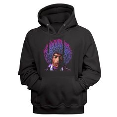 jimi hendrix Men's HoodIe Made of quality cotton blend Full-color vintage style print to the chest Pre-washed to minimize shrinkage Jersey lined hood Ribbing at cuffs and waistband Regular fit and front pocket Drawstring neck with twill neck tape Full length sleeves back is blank About American Classics American Classics are classic American! AC produces quality 100% licensed t-shirts and apparel since 1994. Sold in global stores and includes a wide variety of licensed tees from classic movies a Jimi Hendrix Experience, Black Rock, Music Guitar, Concert Tees, Hendrix, Rock Style, Long Sleeve Pullover, Black Hoodie, 30 Day