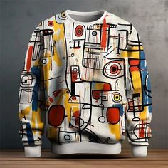 Get the best of Pullover Sweatshirt Men Graffiti Graphic 3D Printing Long Sleeve Tops Oversized Daily Street Style, Graffiti Graphic, Pullover Mode, Yellow Sweatshirt, Men Sweatshirt, Holiday Vacation, Henley Shirts, Casual Pullover, Pullover Sweatshirts