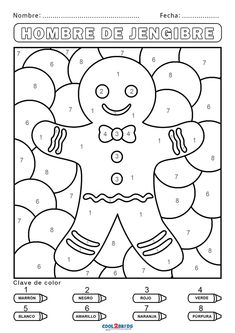 the gingerbread man color by number worksheet for kids to learn numbers and colors