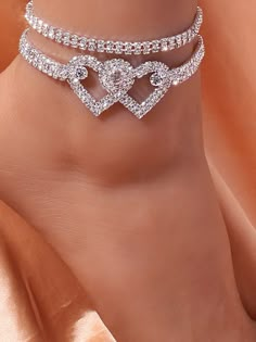 DETAILS Rhinestone Heart shape Afro Jewelry, Body Jewelry Diy, Heart Ankle Bracelet, Rhinestone Anklet, Heart Rhinestone, Pretty Jewelry Necklaces, Expensive Jewelry Luxury, Ankle Jewelry, Jewelry Accessories Ideas