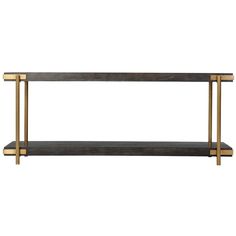 a black and gold shelf with two shelves on each side, against a white background