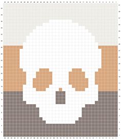 a cross stitch pattern with a white skull on it's face and brown eyes