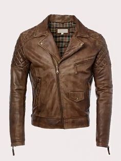 Mens Brown Leather Motorcycle Jacket Brown Leather Outerwear With Zip Cuffs, Brown Leather Jacket With Zip Cuffs For Fall, Brown Leather Motorcycle Jacket, Biker Fashion, Varsity Letterman Jackets, Right Decision, Aviator Jackets, Motorcycle Leather, Letterman Jacket