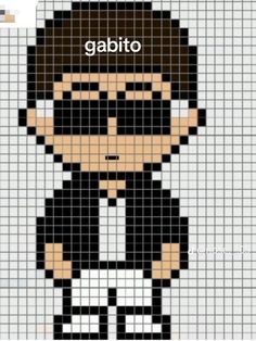 a cross stitch pattern with the words gabito on it and an image of a man