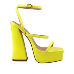 Vegan leather upper with man made sole Ankle buckle closure Heel measures approx. 5.5" H Platform measures approx. 1.5" H Imported Gorgeous Leather, Black Neon, White Turquoise, Neon Yellow, Black Pumps, Platform Heels, Classic Black, Timeless Elegance, Ankle Strap