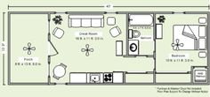 the floor plan for an apartment with two bedroom and one bathroom, including a living room