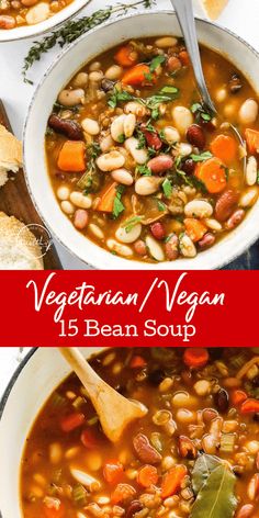 vegetarian vegan bean soup in a white bowl