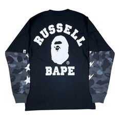 Bape X Russell Long Sleeve T-Shirt Black | A Bathing Ape Trusted Seller 100% Authentic Fast Shipping Fw20 Cotton Ribbed Collar, & Cuffs Made In China In Most Cases We Do Not Keep Original Packaging From Brands Unless It Is Shown In Our Listing Pictures, This Applies To All Clothing In Our Shop. All Pictures Are Taken By 0riginalfeet. Girls Hawaiian Shirt, Bathing Ape, Archive Fashion Bape, Long Sleeve Bape Shirt, Bathing Ape Hoodie, Wgm Bape Hoodie, Bape Shirt, Bape Hoodie, Cool Hawaiian Shirts